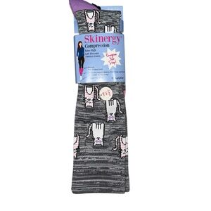 5. Gray Cat Print Knee-High Compression Socks